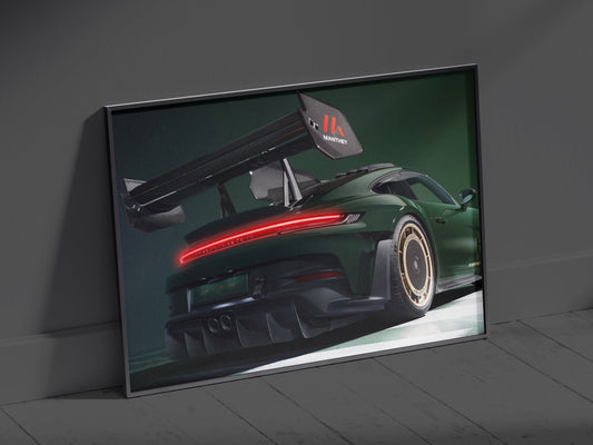 Porsche 911 GT3 RS Acrylic Wall Art with Neo LED – Glowing Supercar Decor